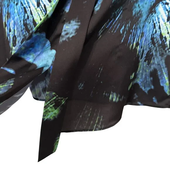 Per Se Sleeveless Top Size 4 Blue Black Green Abstract Print blouse - Picture 4 of 12
